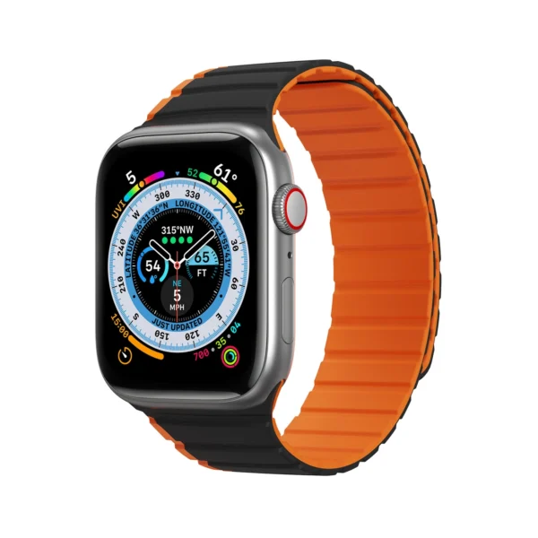 Magnetic Apple Watch SE, 9, 8, 7, 6, 5, 4, 3, 2, 1 (41, 40, 38 mm) Dux Ducis Strap (LD Version) - black and orangeeng