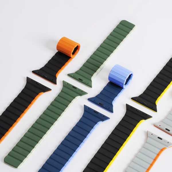 Magnetic Apple Watch SE, 9, 8, 7, 6, 5, 4, 3, 2, 1 (41, 40, 38 mm) Dux Ducis Strap (LD Version) - black and orangeeng