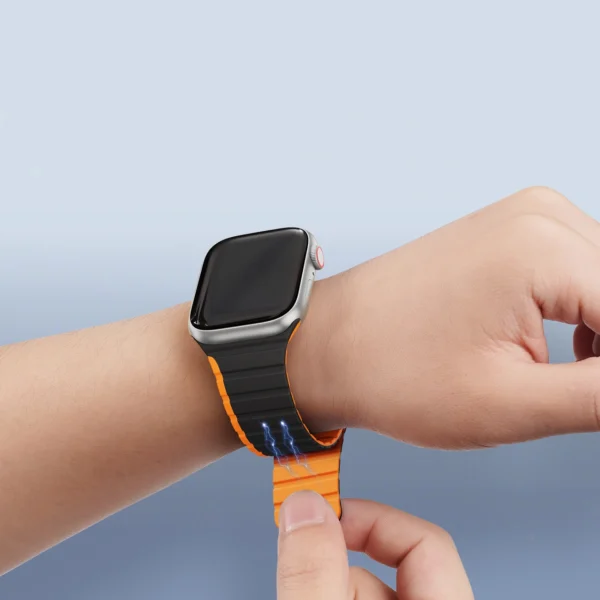 Magnetic Apple Watch SE, 9, 8, 7, 6, 5, 4, 3, 2, 1 (41, 40, 38 mm) Dux Ducis Strap (LD Version) - black and orangeeng