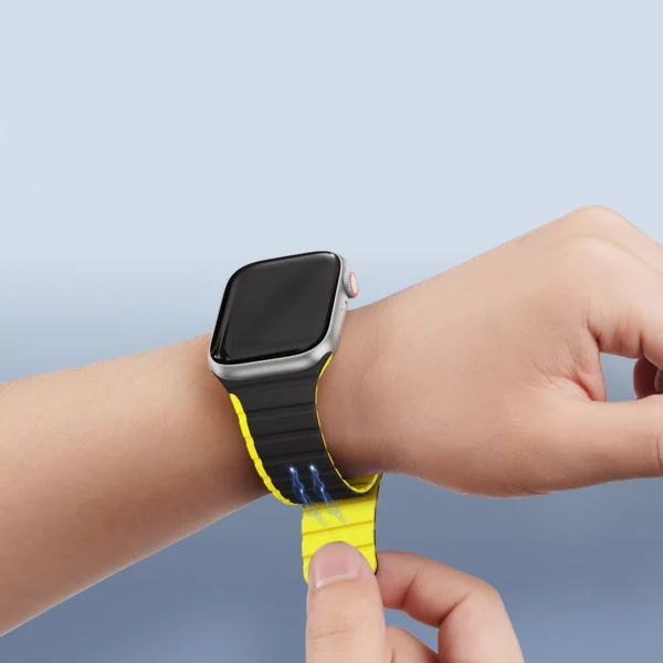 Magnetic Apple Watch SE, 9, 8, 7, 6, 5, 4, 3, 2, 1 (41, 40, 38 mm) Dux Ducis Strap (LD Version) - black and yelloweng