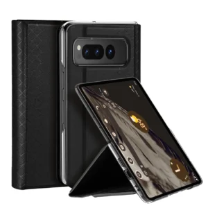 Leather flip and wallet case for Google Pixel Fold Dux Ducis Bril - blackeng