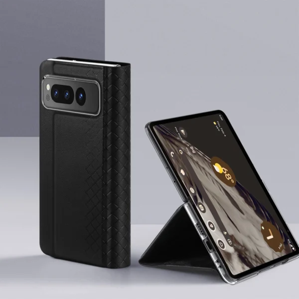 Leather flip and wallet case for Google Pixel Fold Dux Ducis Bril - blackeng