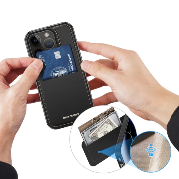 3in1 Wallet Case with Stand for iPhone 14 Pro MagSafe RFID Blocker Dux Ducis Rafi Mag - Blackeng