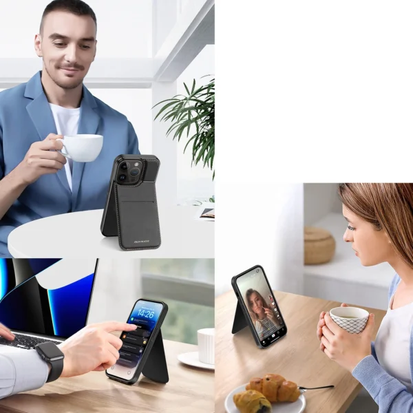 3in1 Wallet Case with Stand for iPhone 14 Pro MagSafe RFID Blocker Dux Ducis Rafi Mag - Blackeng