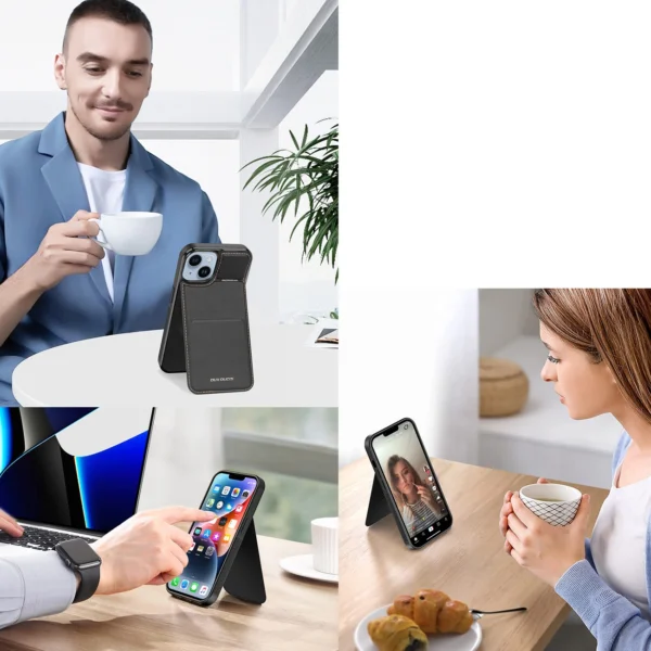 3in1 Wallet Case with Stand for iPhone 14 Plus MagSafe RFID Blocker Dux Ducis Rafi Mag - Blackeng