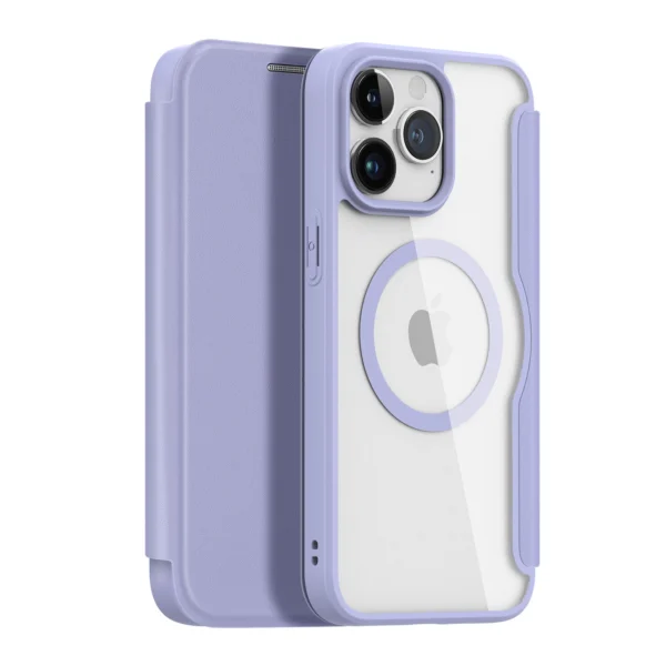 iPhone 15 Pro Max Magnetic MagSafe Flip Case Dux Ducis Skin X Pro - Purpleeng
