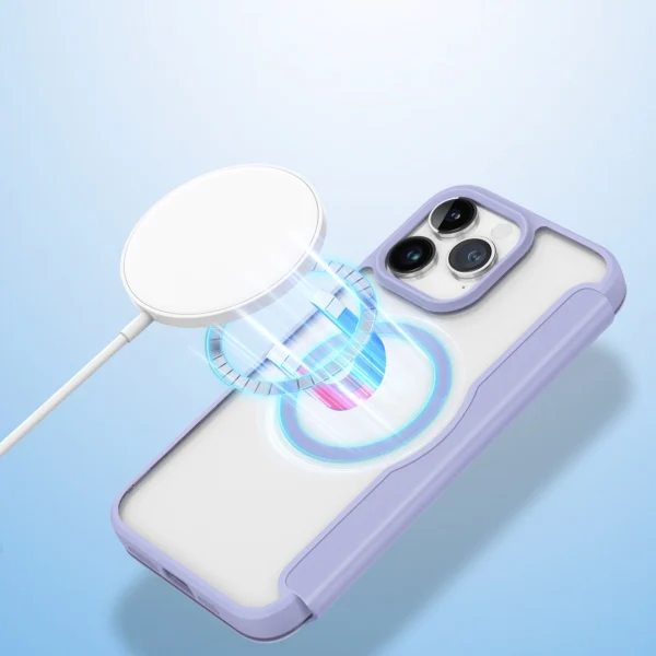 iPhone 15 Pro Max Magnetic MagSafe Flip Case Dux Ducis Skin X Pro - Purpleeng