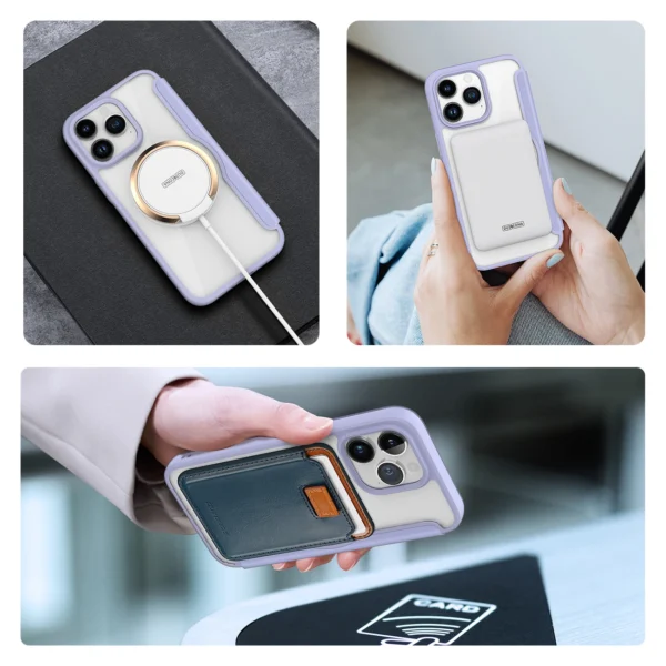 iPhone 15 Pro Max Magnetic MagSafe Flip Case Dux Ducis Skin X Pro - Purpleeng