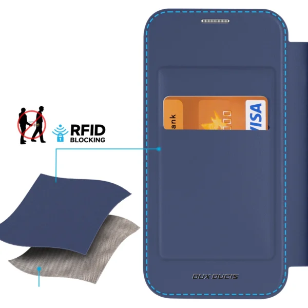 iPhone 15 Pro Magnetic MagSafe Flip Case Dux Ducis Skin X Pro - Blueeng