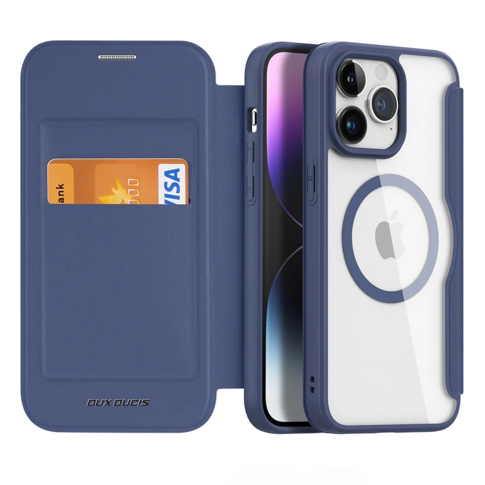 iPhone 15 Pro Magnetic MagSafe Flip Case Dux Ducis Skin X Pro - Blueeng