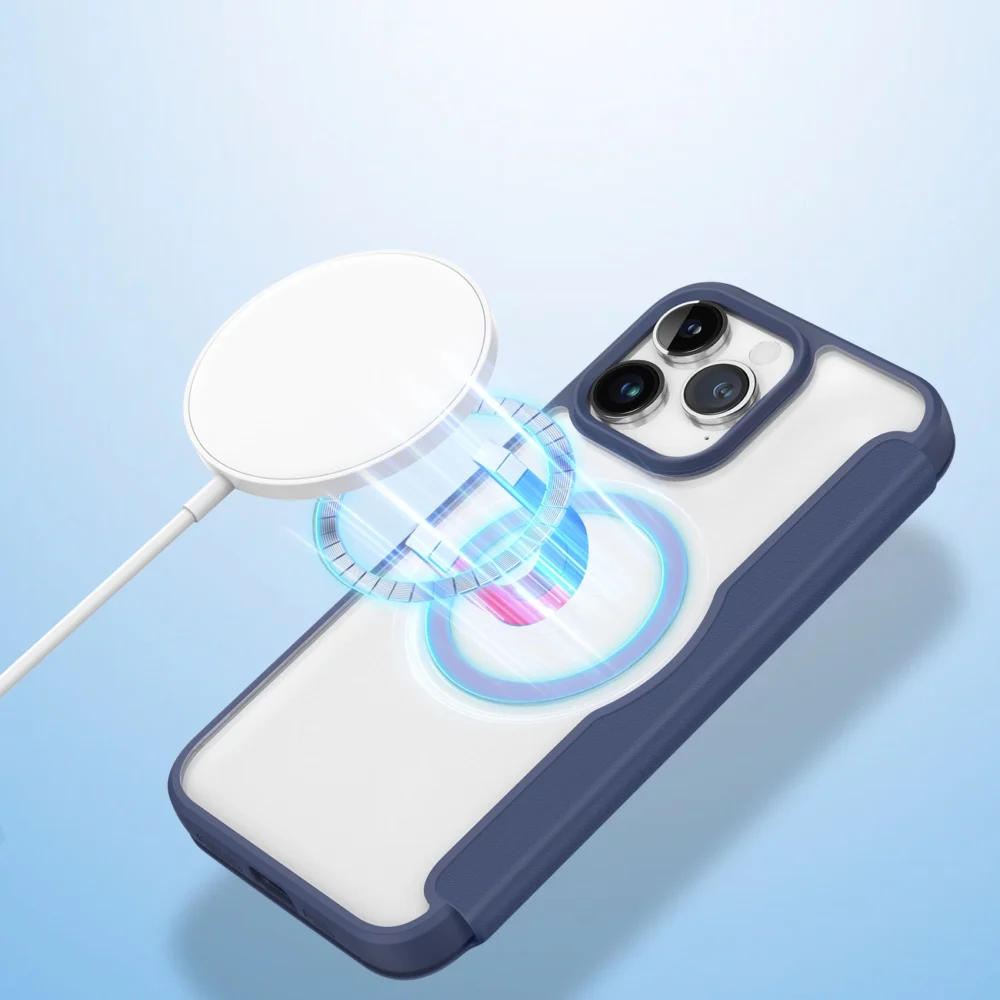 iPhone 15 Pro Magnetic MagSafe Flip Case Dux Ducis Skin X Pro - Blueeng