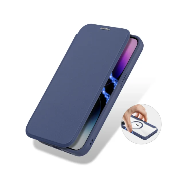 iPhone 15 Pro Magnetic MagSafe Flip Case Dux Ducis Skin X Pro - Blueeng