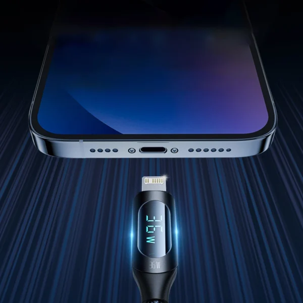Wozinsky WUCLC2 Lightning - USB-C 36W 480Mb/s cable 2m with display - blackeng