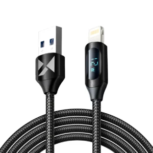USB-A Cable - Lightning Wozinsky WUALC2 with LED Display 2.4A 2m - Blackeng