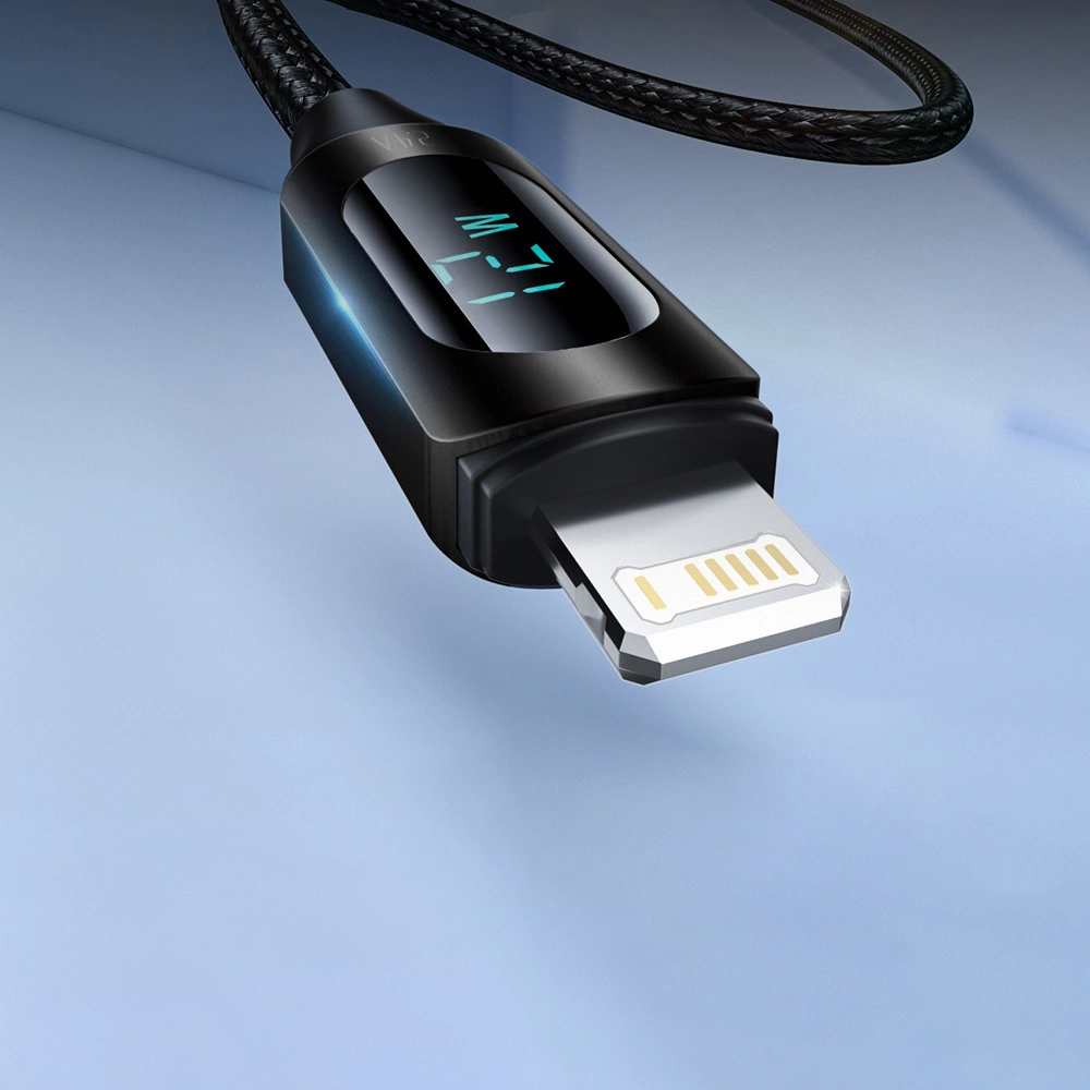 USB-A Cable - Lightning Wozinsky WUALC1 with LED Display 2.4A 1m - Blackeng