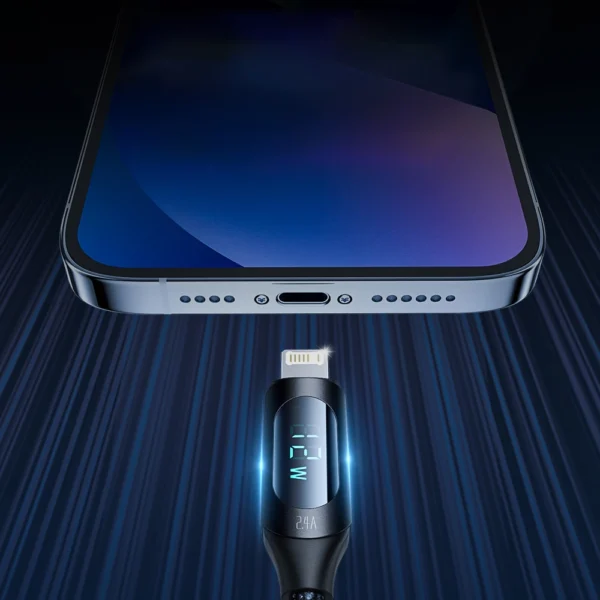 USB-A Cable - Lightning Wozinsky WUALC1 with LED Display 2.4A 1m - Blackeng