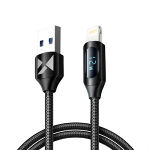 USB-A Cable - Lightning Wozinsky WUALC1 with LED Display 2.4A 1m - Blackeng