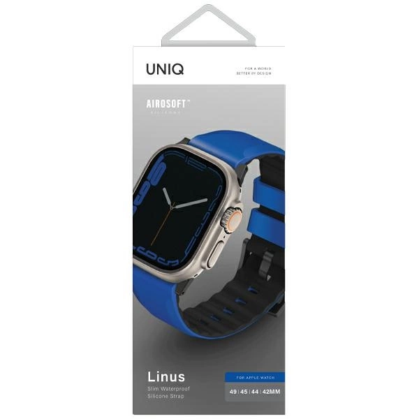 Uniq Linus Airosoft Silicone Strap for Apple Watch 1/2/3/4/5/6/7/8/SE/SE2/Ultra 42/44/45/49mm - Blueeng