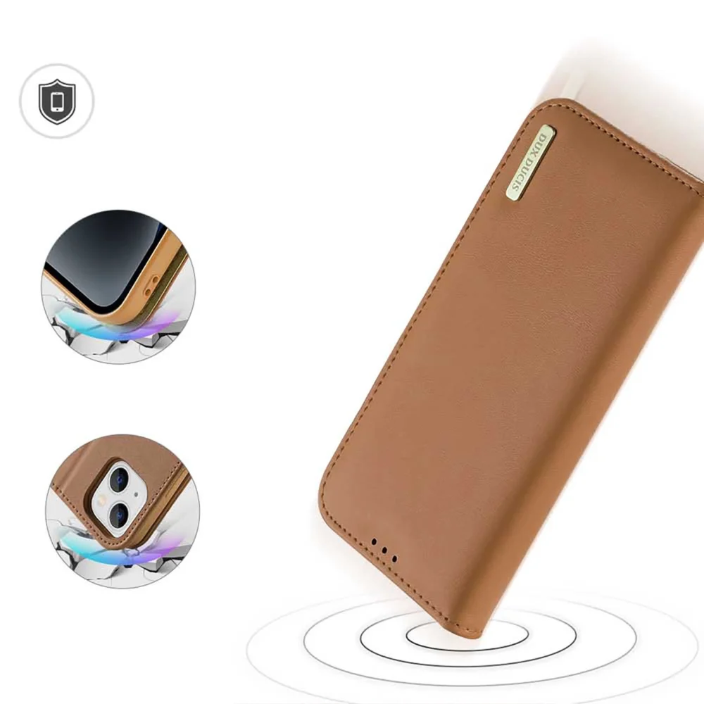 Dux Ducis Hivo iPhone 15 Plus wallet case with RFID blocking - browneng