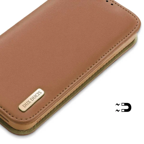 Dux Ducis Hivo iPhone 15 Plus wallet case with RFID blocking - browneng