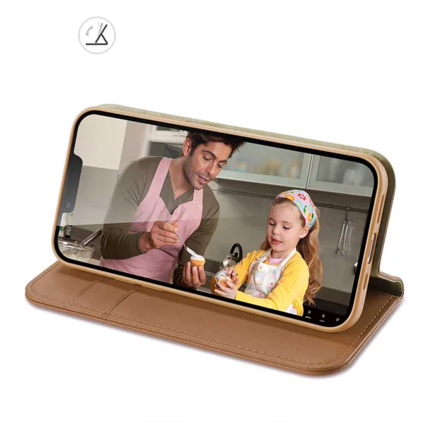 Dux Ducis Hivo iPhone 15 Plus wallet case with RFID blocking - browneng