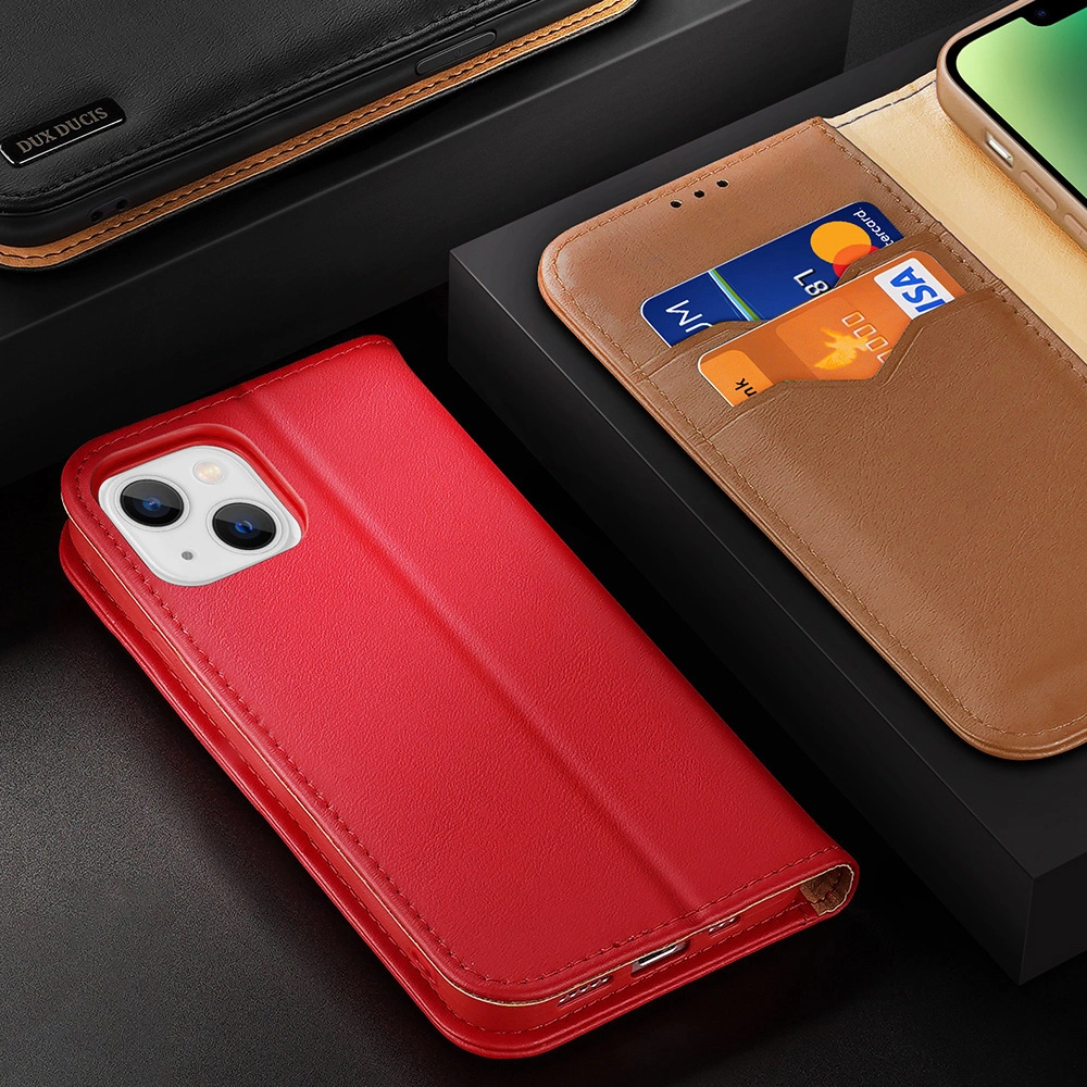 Dux Ducis Hivo iPhone 15 Plus wallet case with RFID blocking - browneng