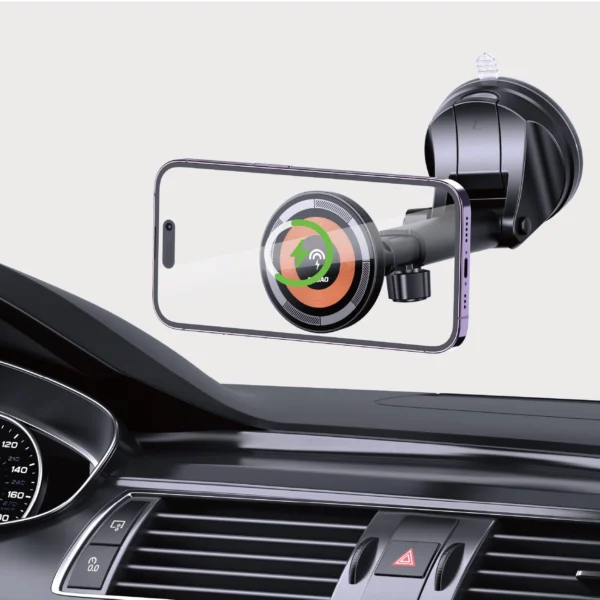 Magnetic holder with MagSafe inductive charger for cockpit/air vent 15W Dudao F12MAX+ - blackeng