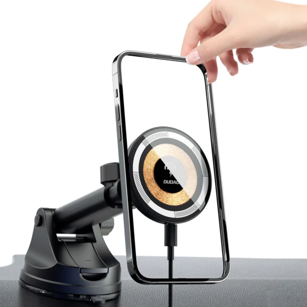 Magnetic holder with MagSafe inductive charger for cockpit/air vent 15W Dudao F12MAX+ - blackeng