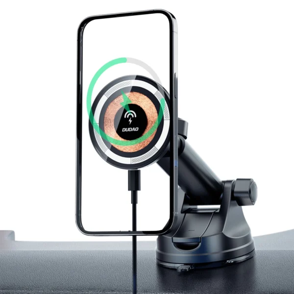Magnetic holder with MagSafe inductive charger for cockpit/air vent 15W Dudao F12MAX+ - blackeng