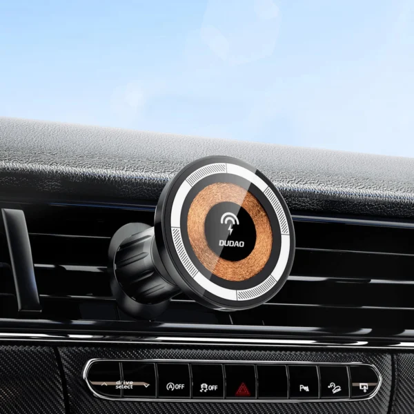 Magnetic holder with MagSafe inductive charger for 15W Dudao F12MAX ventilation grille - blackeng