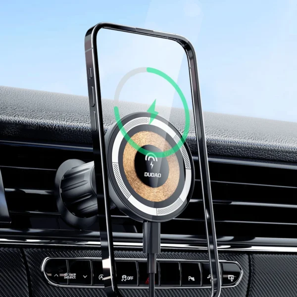 Magnetic holder with MagSafe inductive charger for 15W Dudao F12MAX ventilation grille - blackeng