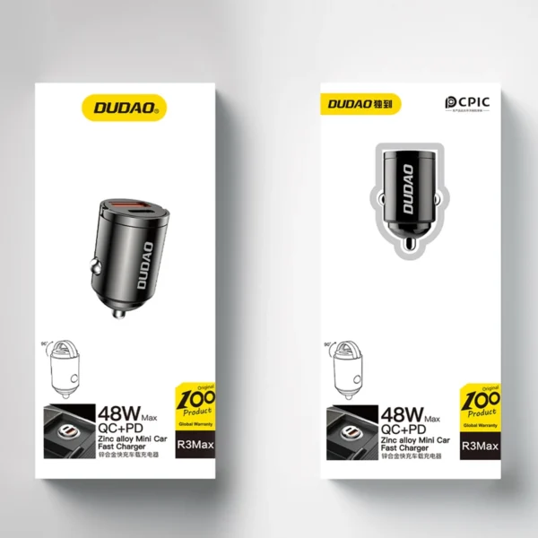 Dudao R3MAX 48W QC PD mini car charger - blackeng