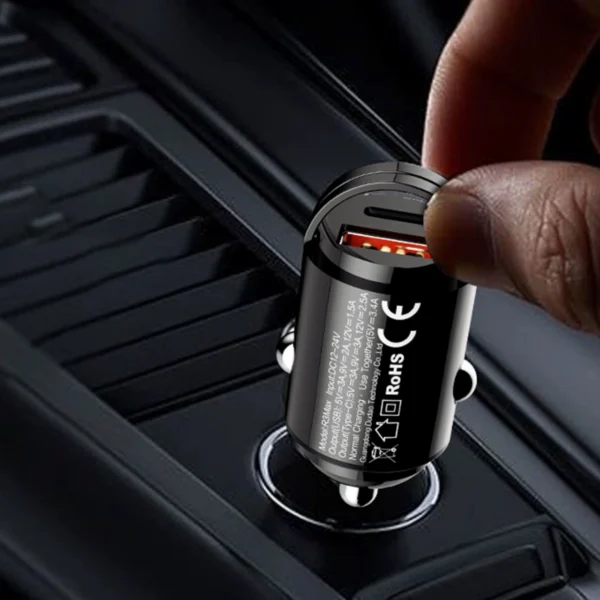 Dudao R3MAX 48W QC PD mini car charger - blackeng