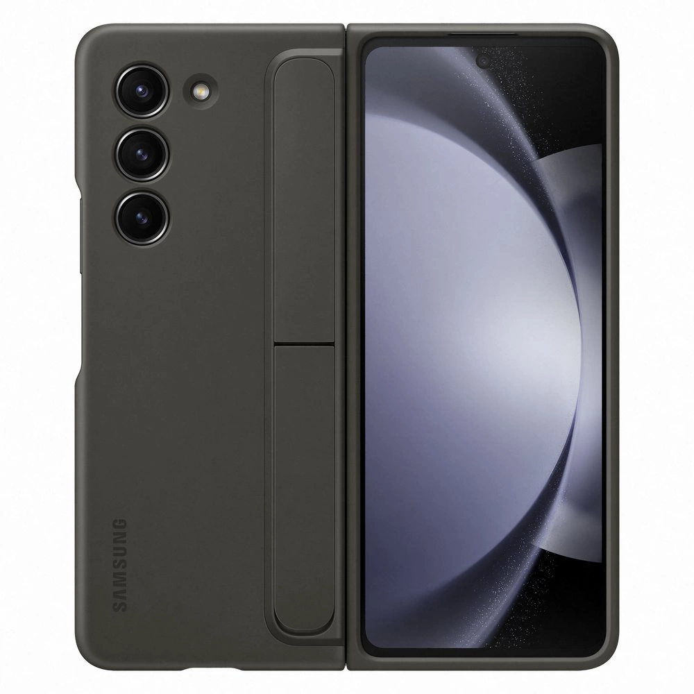 Silicone case for Samsung Galaxy Z Fold 5 with stand and strap - blackeng
