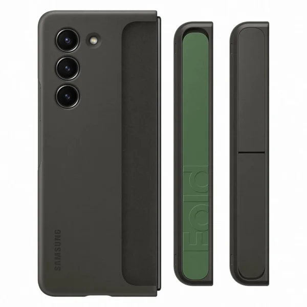 Silicone case for Samsung Galaxy Z Fold 5 with stand and strap - blackeng
