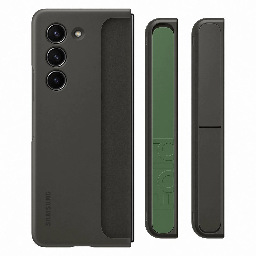 Silicone case for Samsung Galaxy Z Fold 5 with stand and strap - blackeng