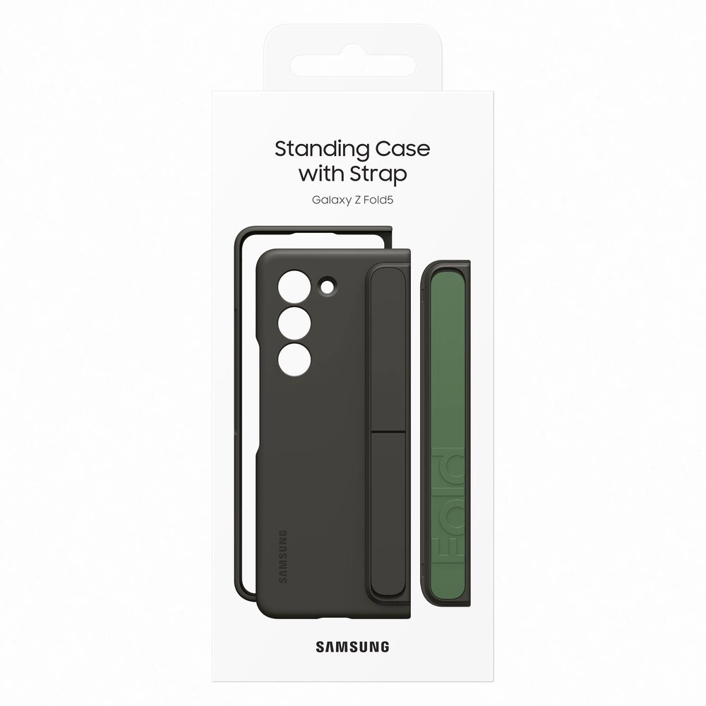 Silicone case for Samsung Galaxy Z Fold 5 with stand and strap - blackeng