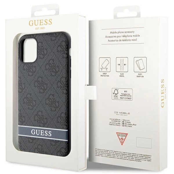Guess GUHCN61P4SNK iPhone 11 / Xr grey/grey hardcase 4G Stripeeng