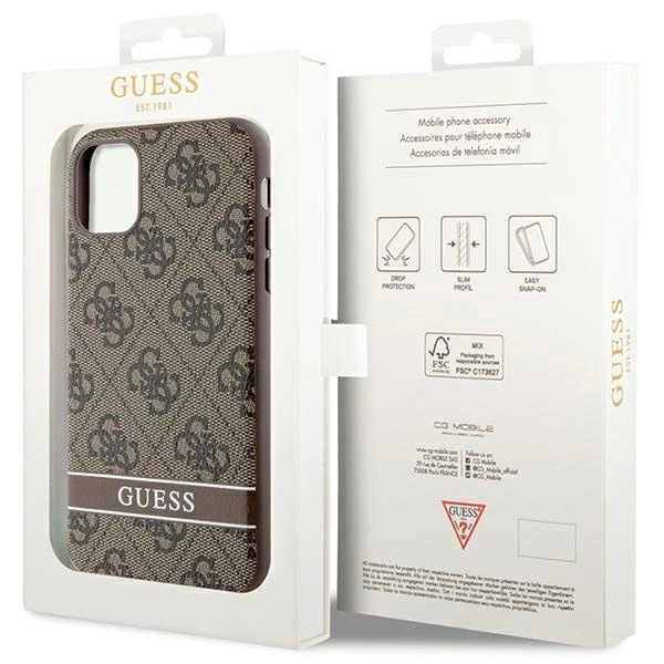 Guess GUHCN61P4SNW iPhone 11 / Xr brown/brown hardcase 4G Stripeeng