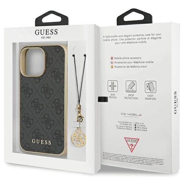 Guess 4G Charms Collection case for iPhone 14 Pro - grayeng