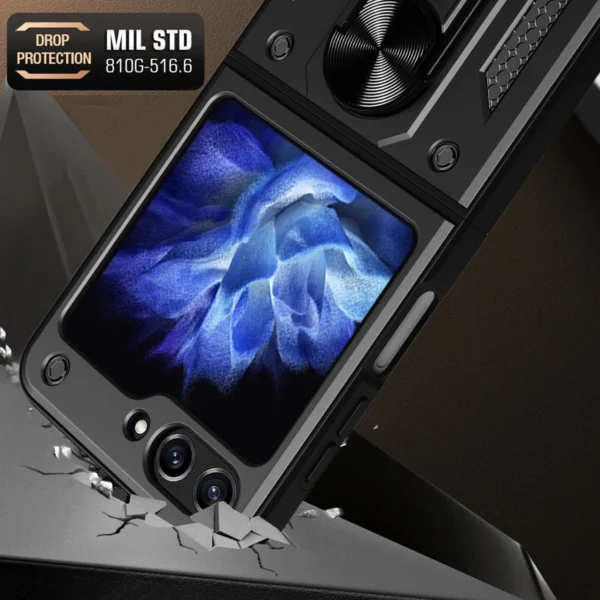 Hybrid Armor Camshield Case for Z Flip 5 5G with Camera Protector - Blackeng