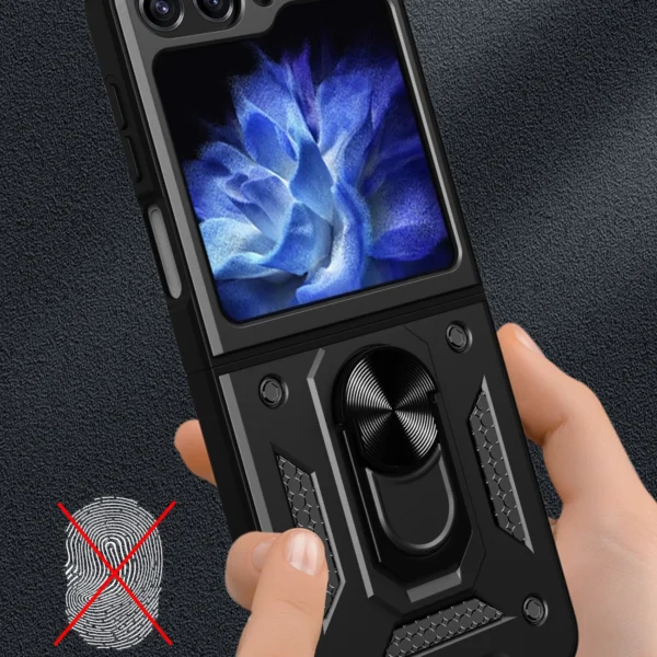 Hybrid Armor Camshield Case for Z Flip 5 5G with Camera Protector - Blackeng