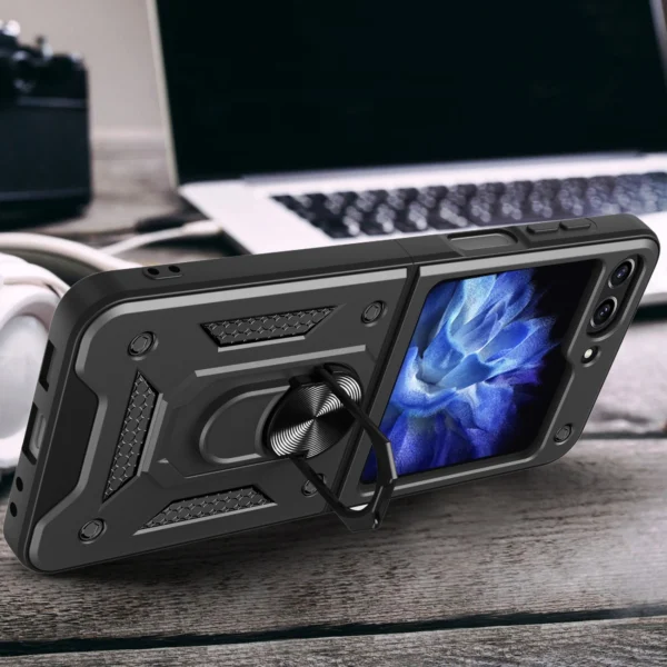 Hybrid Armor Camshield Case for Z Flip 5 5G with Camera Protector - Blackeng