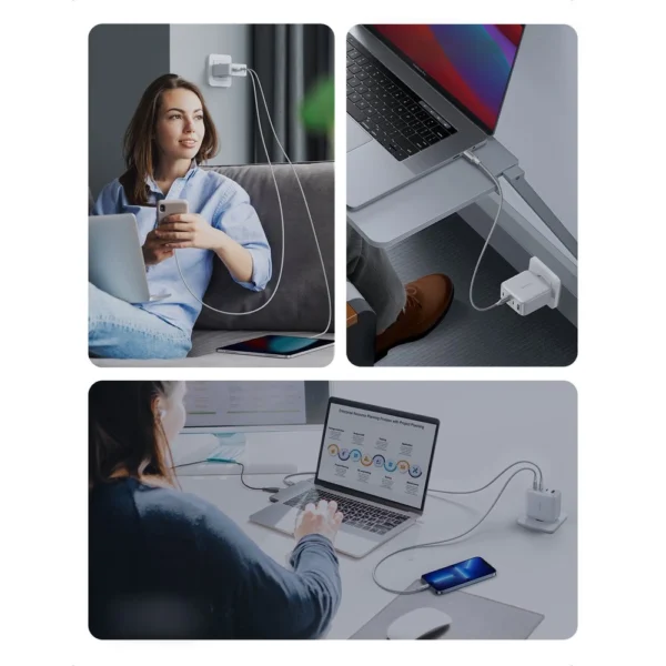 GaN Fast Charger 3xUSB C / USB 100W PPS Ugreen CD226 - Whiteeng