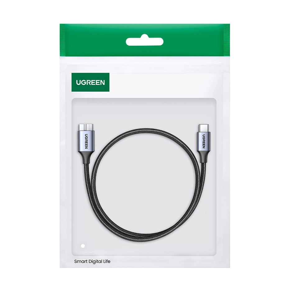 USB C / micro USB-B 3.0 cable Ugreen US565 5Gb/s 3A 1m - grayeng
