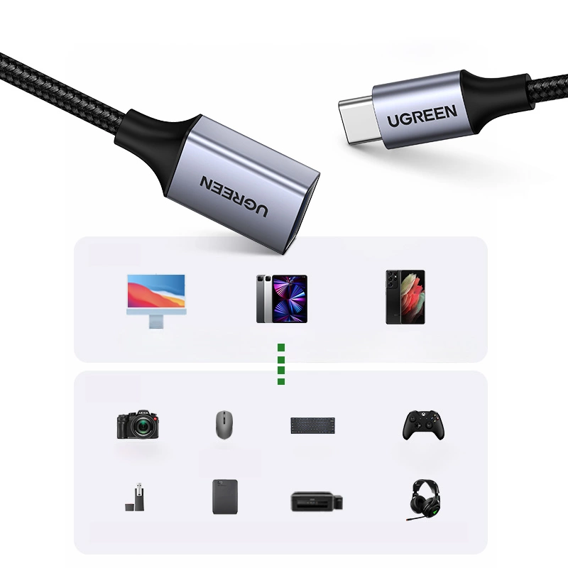 USB C (male) - USB (female) 3.0 OTG cable 0.15m Ugreen US378 - blackeng