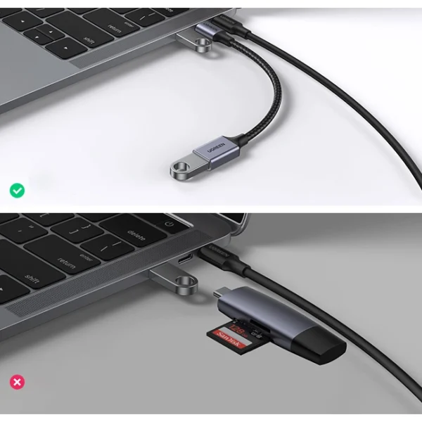 USB C (male) - USB (female) 3.0 OTG cable 0.15m Ugreen US378 - blackeng