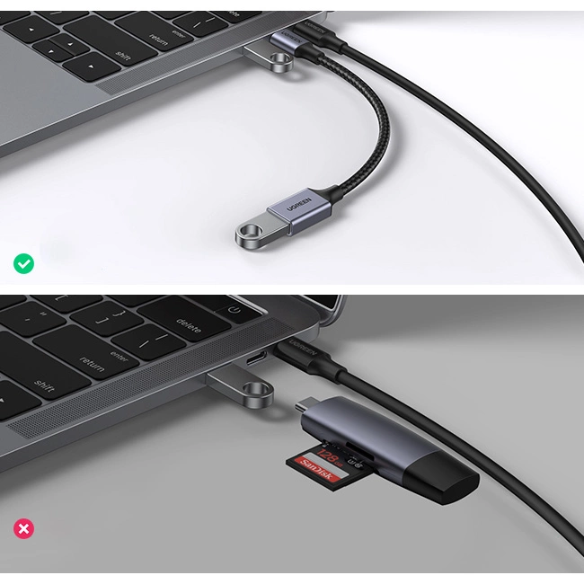 USB C (male) - USB (female) 3.0 OTG cable 0.15m Ugreen US378 - blackeng