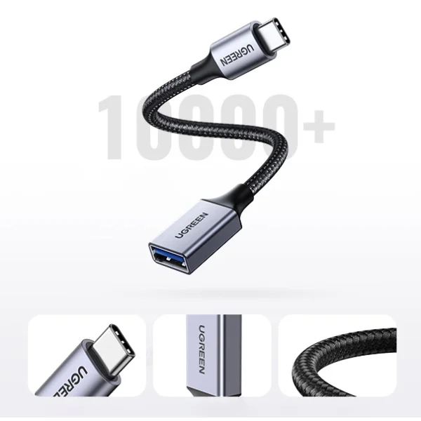 USB C (male) - USB (female) 3.0 OTG cable 0.15m Ugreen US378 - blackeng