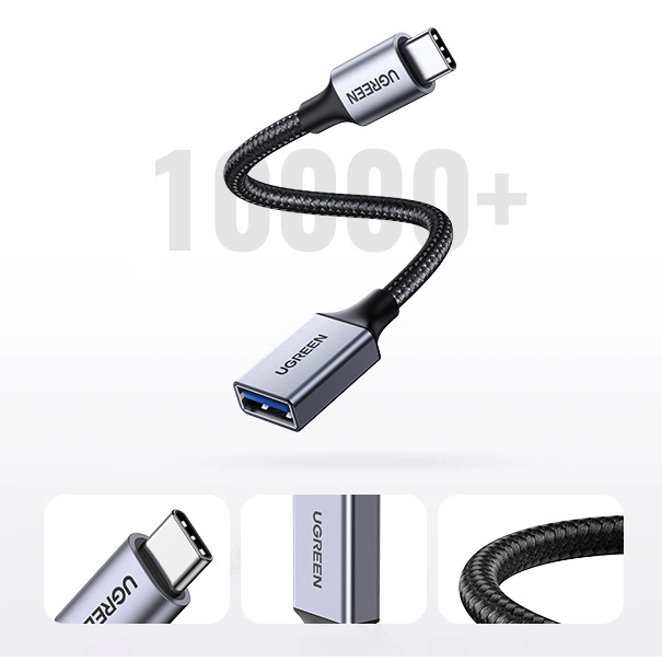 USB C (male) - USB (female) 3.0 OTG cable 0.15m Ugreen US378 - blackeng